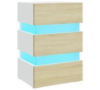 Vidaxl Table De Chevet Led Blanc Et Chêne Sonoma 45x35x67 Cm Aggloméré Multicolore