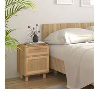 vidaXL Table de chevet Marron Bois de pin massif et rotin naturel 345610