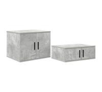 vidaXL Table de Chevet Moderne en béton Gris avec 2 tiroirs Table de Nuit stylée pour Chambre | Meubles d'accent compacts en MDF et béton Petites Tables de Nuit rectangulaires minimalistes