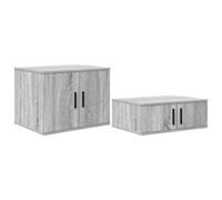 vidaXL Table de Chevet Moderne Grise Sonoma avec Beaucoup de Rangement | Bois d'ingénierie et Finition Mate, Un Meuble stylé idéal pour Chambre, Petites Tables rectangulaires latérales Pratiques