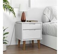 vidaXL Table de chevet MOLDE Blanc 40x35x48 cm Bois de pin massif350496 Blanc G