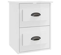 Vidaxl Table De Chevet Murale Blanc Brillant 41,5x36x53 Cm Multicolore