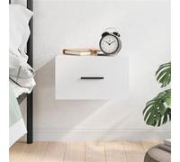 vidaXL Table de Chevet Murale, Armoire de Nuit Suspendue avec Rangement, Table de Nuit Flottante, Décoration de Chambre, Moderne, Blanc Bois d'Ingénierie Blanc G
