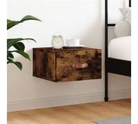 vidaXL Table de Chevet Murale, Armoire de Nuit Suspendue avec Rangement, Table de Nuit Flottante, Décoration de Chambre, Moderne, Chêne Fumé Bois d'Ingénierie Chêne fumé G