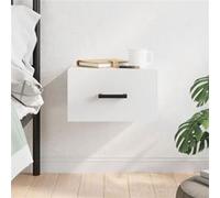 vidaXL Table de chevet murale suspendue avec rangement flottante moderne blanc bois d'ingénierie