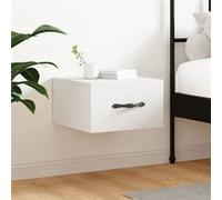 vidaXL Table de Chevet Murale, Armoire de Nuit Suspendue avec Rangement, Table de Nuit Flottante, Décoration de Chambre, Moderne, Blanc Bois d'Ingénierie