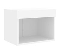 vidaXL Table de Chevet Murale avec Lumières LED, Armoire de Lit Murale avec Rangement, Table de Nuit Suspendue Chambre à Coucher, Moderne, Blanc