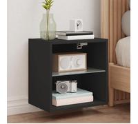 vidaXL Table de Chevet Murale avec Lumières LED, Armoire de Lit Suspendue, Table de Nuit, Armoire de Nuit Chambre à Coucher, 837066