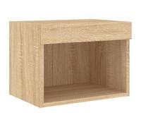 vidaXL Table de Chevet Murale avec Lumières LED, Armoire de Lit Suspendue, Table de Nuit, Armoire de Nuit Chambre, Moderne, 837117