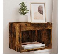 vidaXL Table de Chevet Murale avec Lumières LED, Armoire de Lit Suspendue, Table de Nuit, Armoire de Nuit Chambre, Moderne, 837121