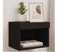 vidaXL Table de Chevet Murale avec Lumières LED, Armoire de Lit Suspendue, Table de Nuit, Armoire de Nuit Chambre à Coucher, 837115