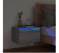 vidaXL Table de Chevet Murale avec Lumières LED, Armoire de Nuit, Table de Nuit, Armoire de Chevet Chambre, Moderne, Sonoma 836836