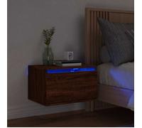 vidaXL Table de chevet murale 836838 avec lumières LED, moderne, chêne marron