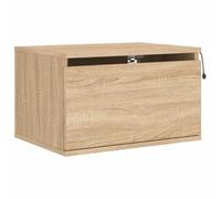 vidaXL Table de Chevet Murale avec Lumières LED, Armoire de Nuit, Table de Nuit, Armoire de Chevet Chambre, Moderne, Chêne 836830