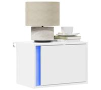 vidaXL Table de chevet murale avec lumières LED blanc