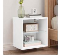 vidaXL Table de chevet murale 837064 – avec lumières LED et rangement suspendu