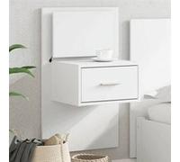 vidaXL Table de chevet murale avec lumières LED Blanc