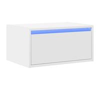 vidaXL Table de Chevet Murale avec lumières LED Blanc, Armoire, Table d'appoint, Armoire de lit, Armoire de Chevet, Table de Nuit