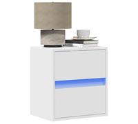 vidaXL Table de Chevet Murale avec lumières LED Blanc, Table de Chevet Flottante, Support de téléphone, Meuble de Chambre à Coucher