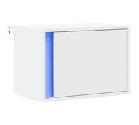 vidaXL Table de Chevet Murale avec lumières LED Blanc, Table de Chevet Flottante, Support de téléphone, Table de Chevet à LED