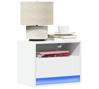 vidaXL Table de chevet murale avec lumières LED blanc, table de chevet flottante, support de téléphone, table de chevet à 852061