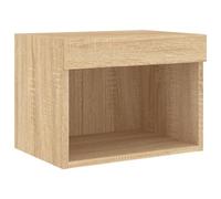 vidaXL Table de chevet murale G avec lumières LED Chêne Sonoma