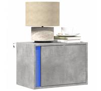 vidaXL Table de chevet murale avec lumières LED gris béton, table de chevet flottante, support de téléphone, table de chevet 852095