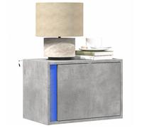 vidaXL Table de chevet murale avec lumières LED gris béton, table de chevet flottante, support de téléphone, table de chevet 852095