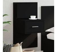 vidaXL Table de chevet murale avec lumières LED noir, armoire, armoire d'appoint, armoire de chevet, table de chevet, meuble 848159 Noir G