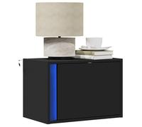 vidaXL Table de chevet murale avec lumières LED noir, table de chevet flottante, support de téléphone, table de chevet à LED 852091
