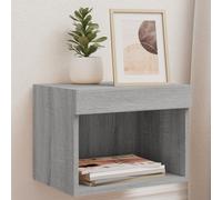 Vidaxl Table De Chevet Murale Avec Lumières Led Sonoma Gris Gris