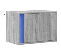 vidaXL Table de Chevet Murale avec lumières LED Sonoma Gris, Table de Chevet Flottante, Support de téléphone, Table de Chevet à LED