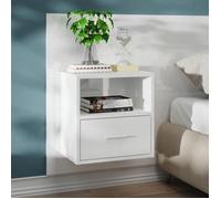 vidaXL Table de chevet murale Blanc brillant 811019