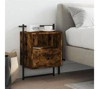 vidaXL Table de chevet murale chêne fumé 40x30x61 cm bois d'ingénierie Marron