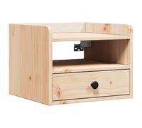 vidaXL Table de Chevet Murale Marron en Bois de pin Massif, Pratique et stylée, 38 x 36 x 29,5 cm, avec 1 tiroir et Une étagère, Style Traditionnel pour embellir ta Chambre, Facile à Monter avec Un t