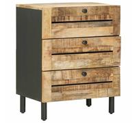 vidaXL Table de Chevet Naturel 50 x 33 x 62 cm Bois de Mangue Massif, Table de Nuit Moderne élégante, Rectangle, mobilier stylé pour Chambre, Rangement Pratique, organisé