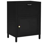 vidaXL Table de chevet Noir 40x30x54,5 cm Acier et verre
