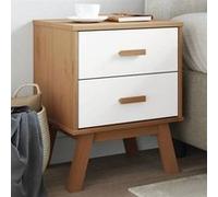 vidaXL Table de chevet OLDEN blanc et marron bois de pin solide 358584 Blanc G