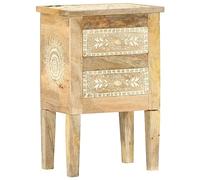 vidaXL Table de Chevet Peinte à Main Table de Nuit Armoire de Chevet avec 2 Tiroirs Chambre à Coucher Intérieur 40x30x60 cm Bois de Manguier Massif