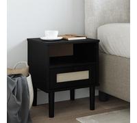 Vidaxl Table De Chevet Senja Noir 40x35x48 Cm Bois De Pin Solide Marron