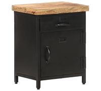 vidaXL Table de Chevet Table de Nuit Armoire de Chevet Armoire de Lit avec 1 Tiroir et 1 Porte Chambre Intérieur 40x30x52 cm Bois de Manguier Brut