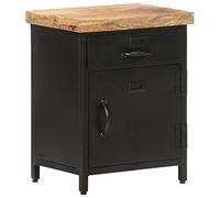 vidaXL Table de chevet avec 1 tiroir et 1 porte 40x30x52 cm Bois de manguier brut