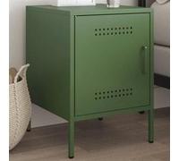 vidaXL Table de chevet vert olive 36x39x50,5 cm acier, armoire, armoire latérale, support de téléphone, table de chevet, 842918 Vert G