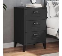 Vidaxl Table De Chevet Viken Noir Bois De Pin Solide Marron