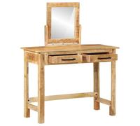 Vidaxl Table De Coiffeuse Avec Miroir En Bois Massif De Manguier Brut