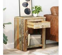 vidaXL Table de coin avec 1 tiroir et 1 porte Bois de récupération
