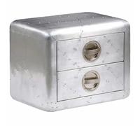 vidaXL Table de coin style d'aviation vintage avec 2 tiroirs Argent G