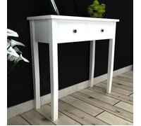 vidaXL Table de console et coiffeuse avec 2 tiroirs Blanc