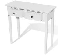 vidaXL Table de Console et Coiffeuse avec 2 tiroirs Blanc