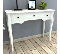 vidaXL Table de console et coiffeuse en bois avec 3 tiroirs Blanc